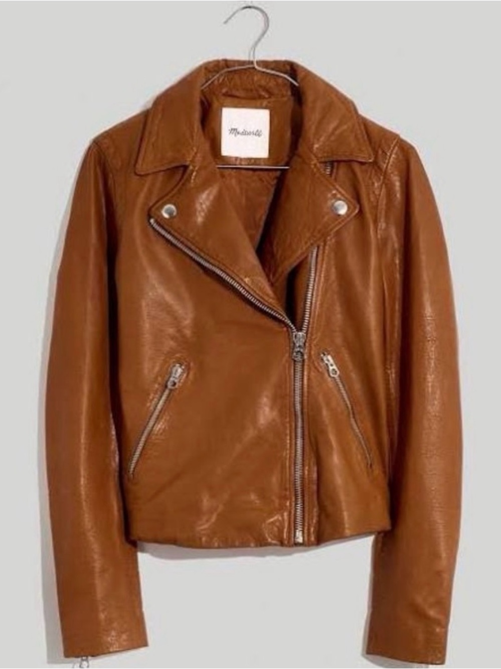 Excellent condition Madewell Cognac Leather Moto Jacket Small